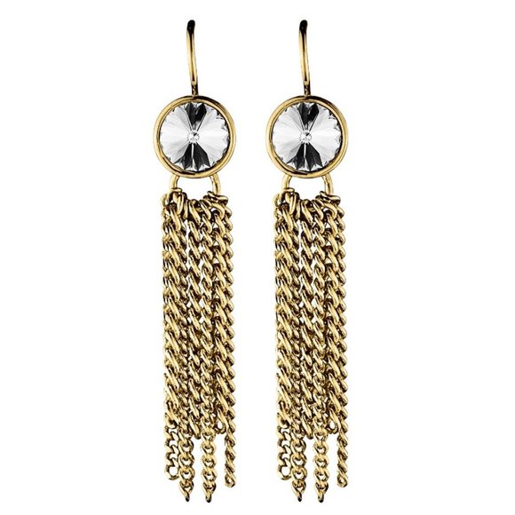 Dyrberg/Kern Nealiq Swarovski crystal and chain earrings - Picture 1 of 4